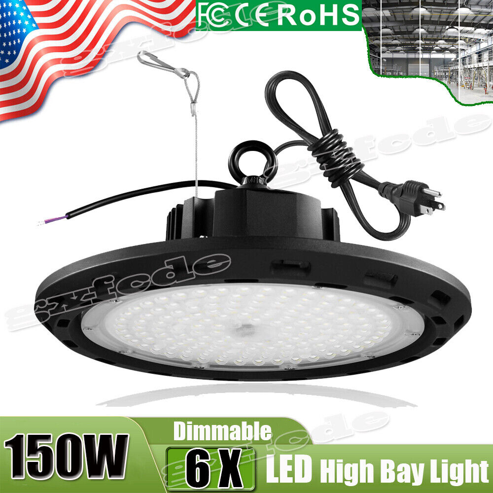 6X 150W UFO Led High Bay Light Dimmable Gym Warehouse Industrial Garage Fixture