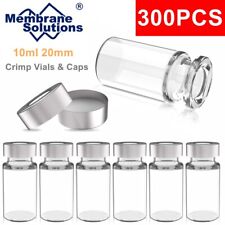 300pcs 10mL Clear Headspace Vials Glass Bottle 20mm Crimp Top Flat Bottom HPLC  picture