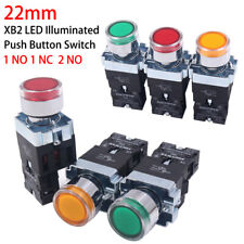 XB2 22mm Illuminated Push Button Switch 24V/220V Momentary 1 NO 1 NC 10A ON/OFF picture