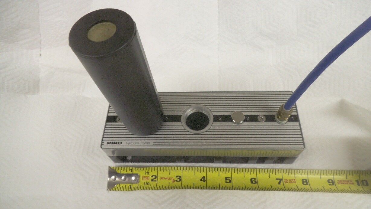 Piab Vacuum Pump, MDL 25 MK1, 87 psi, with muffler, used