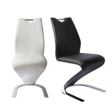 JIEXI 2PC Modern PU Leather Armless Ergnomic Chair Dining Kitchen Room Steel Leg picture