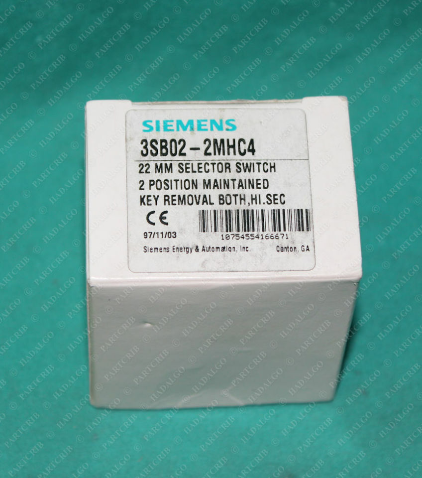 Siemens, 3SB02-2MHC4, 22mm Selector Switch Key Lock