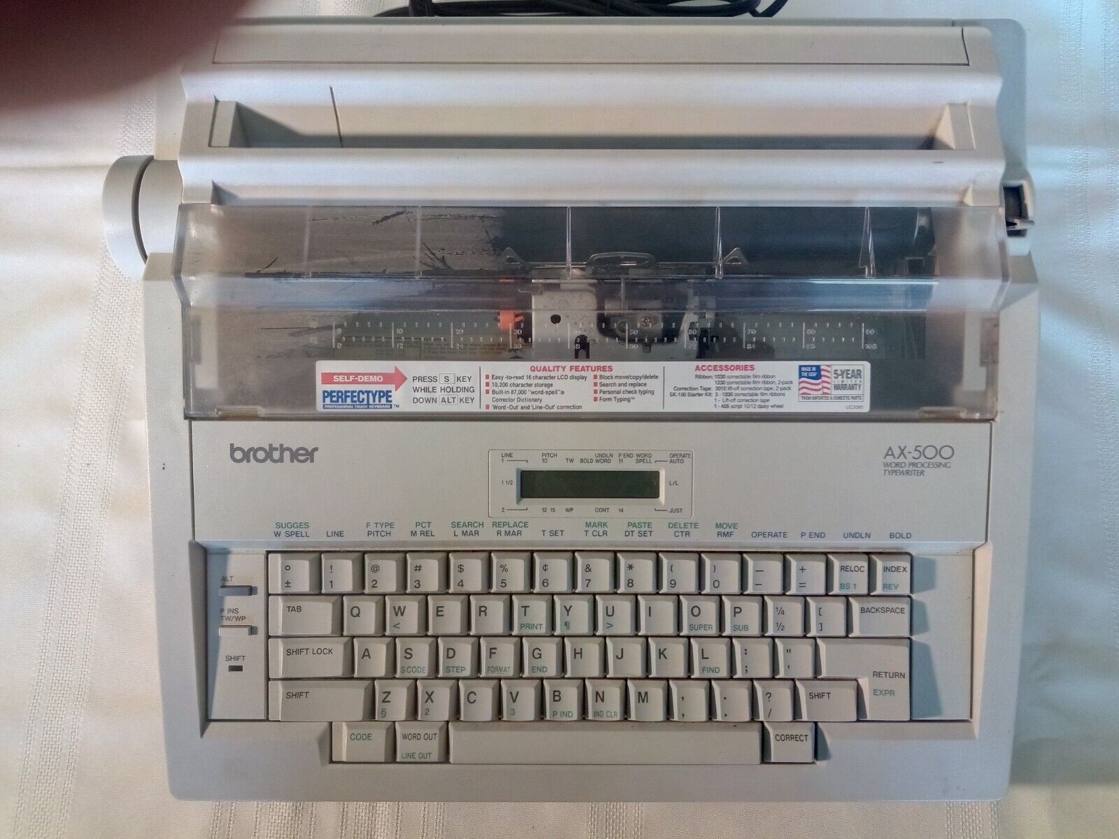 Brother AX-500 Word Processing Electric Portable Typewriter ~ Tested