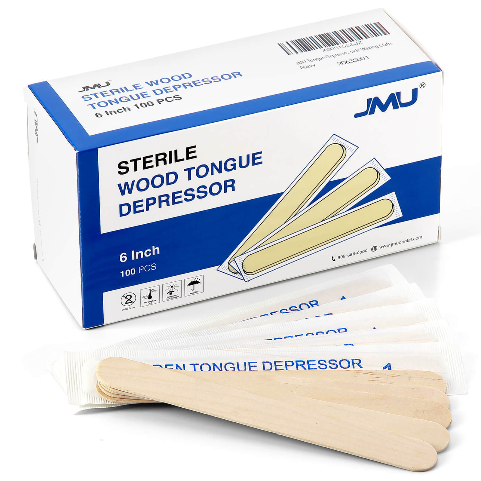 JMU Sterile Wooden Tongue Depressors 6'' Senior Craft Tattoo Sticks 100-5000pcs