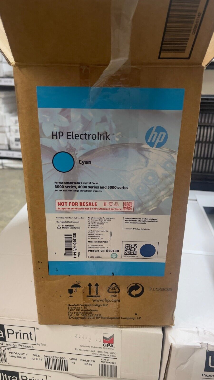 6 Cans of Cyan HP Indigo ElectroInk for 3000/4000/5000 Series Q4013D