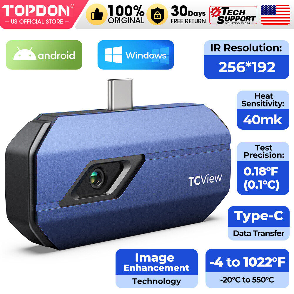 TOPDON TC001 256X192 IR Thermal Imaging Camera for Android USB Type-C Pro-Grade