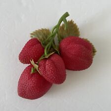 Vintage Faux Plastic Strawberries With Stems Realistic picture