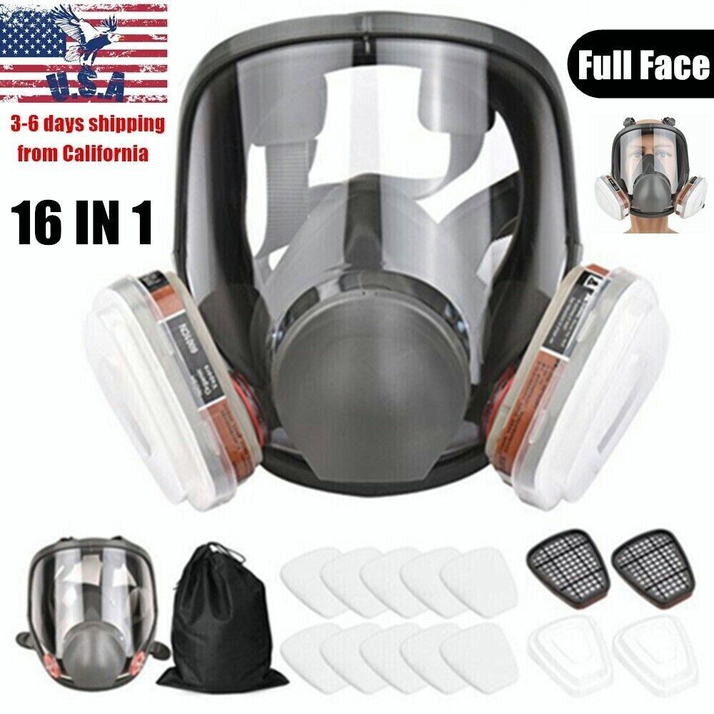 US Full Face Gas Mask Painting Spraying Respirator w/Filters for 6800 Facepiece