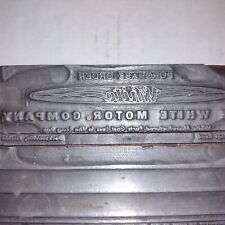 The White Motor Company Vintage Printing Letterpress Printers Block Huge 9 inch picture