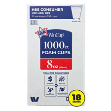 WinCup Foam Drink Cups 18 series, White, 8 oz., 1000 ct. picture