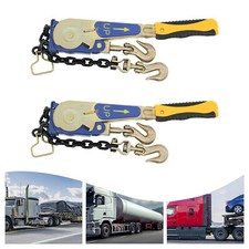 2 Pcs Ratcheting Chain Binder 5400Lbs Yellow For Truck Trailer Transport Yellow picture