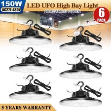 6 PACK 480V LED UFO High Bay 150W Commercial Warehouse Shop Light 5000K 22,500LM picture
