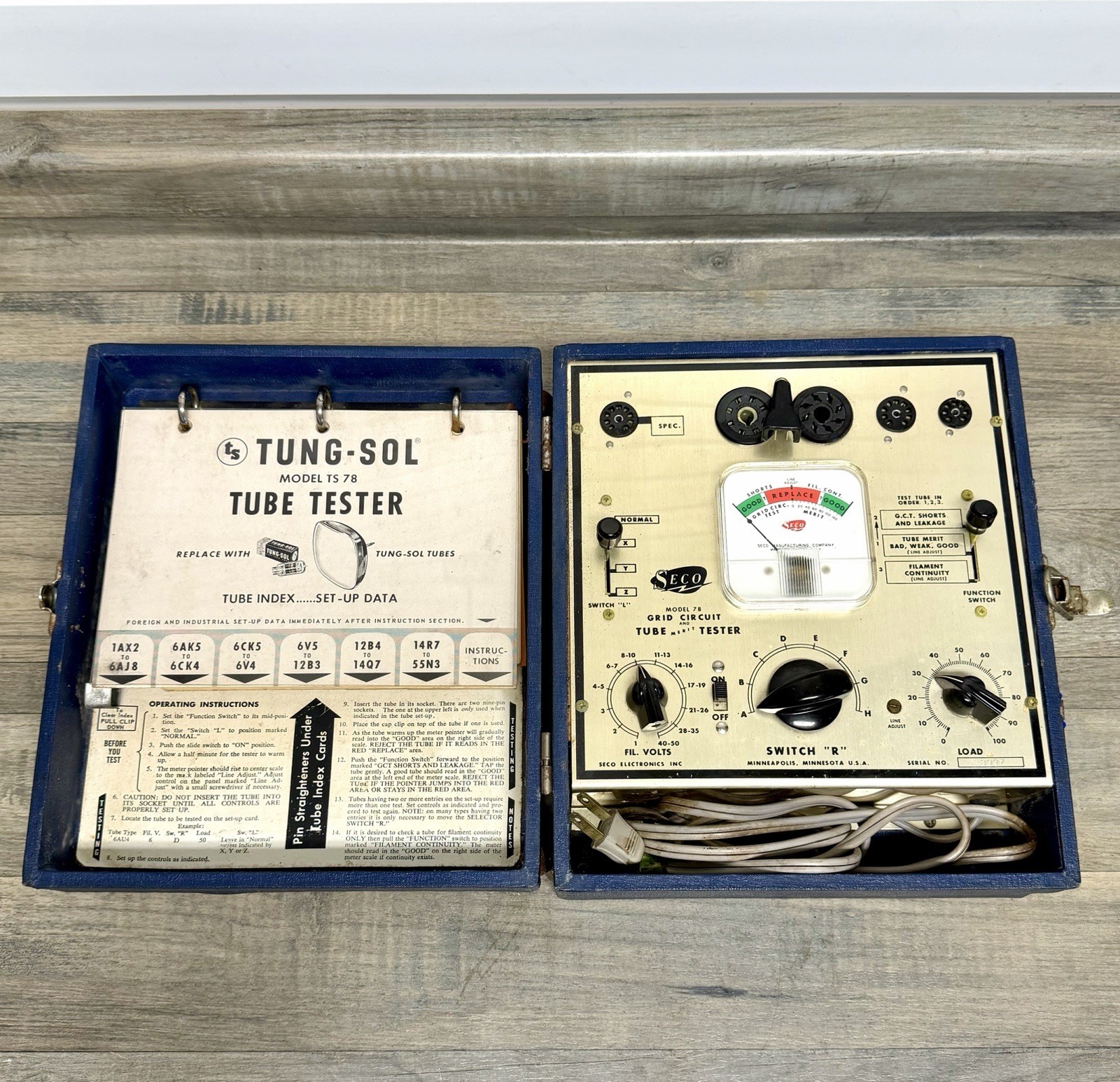 Vintage 1959 SECO Tung-Sol Model 78 Tube/Grid Circuit Tester In Case~Untested Vintage 1959 SECO Tung-Sol Model 78 Tube/Grid Circuit Tester In Case~Untested