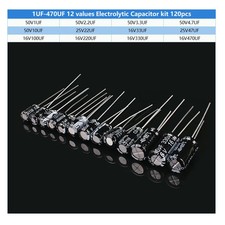 120pcs Electrolytic Capacitors Kit Assorted 12 Values 1UF-470UF 16V 25V 50V US picture