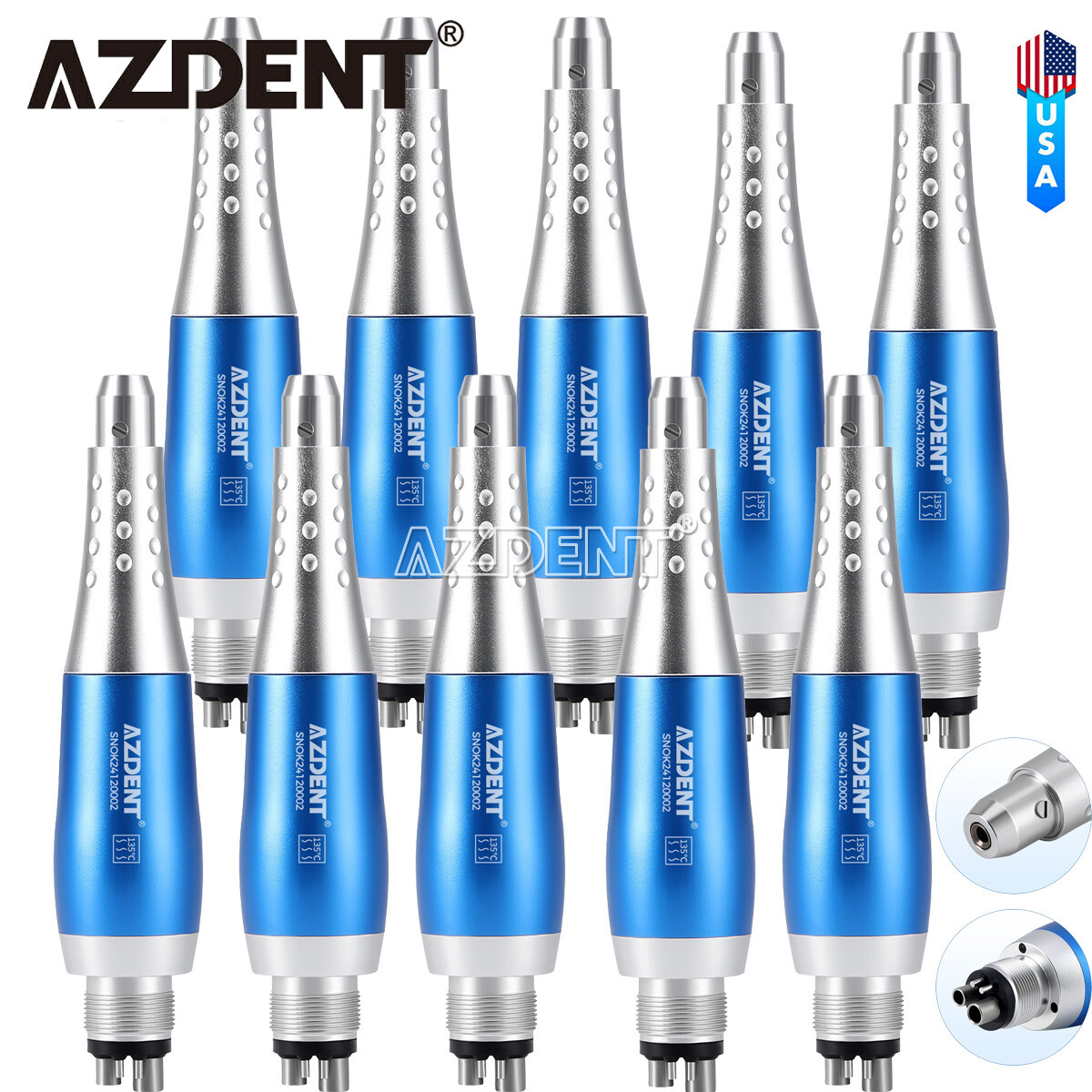 AZDENT 4HOLE Dental Hygiene Prophy Handpiece Air Motor 4:1 Nose Cone 360° Swivel
