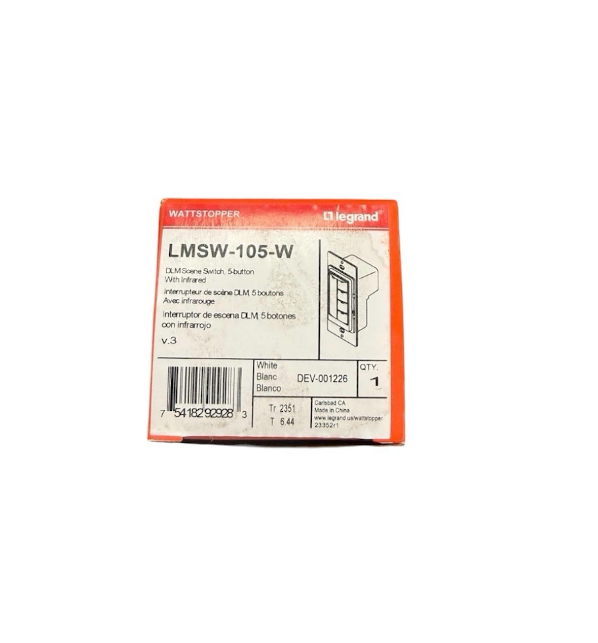 Wattstopper LMSW-105-W DLM Scene Switch 5 Button - New In Box