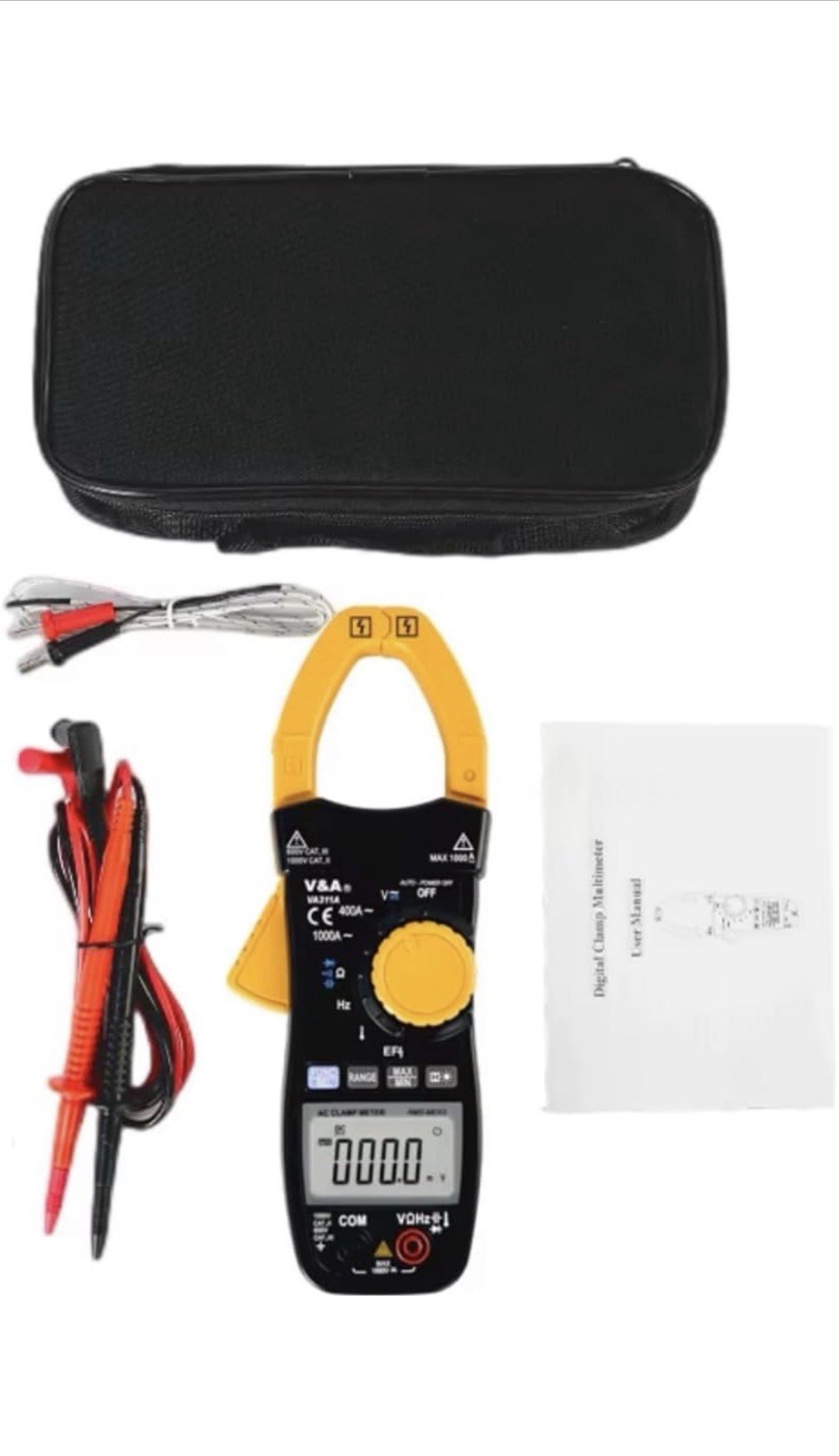 VA311A Digital Clamp Meter 1000A TRMS Auto Ranging NCV LCD CAT III 600V.