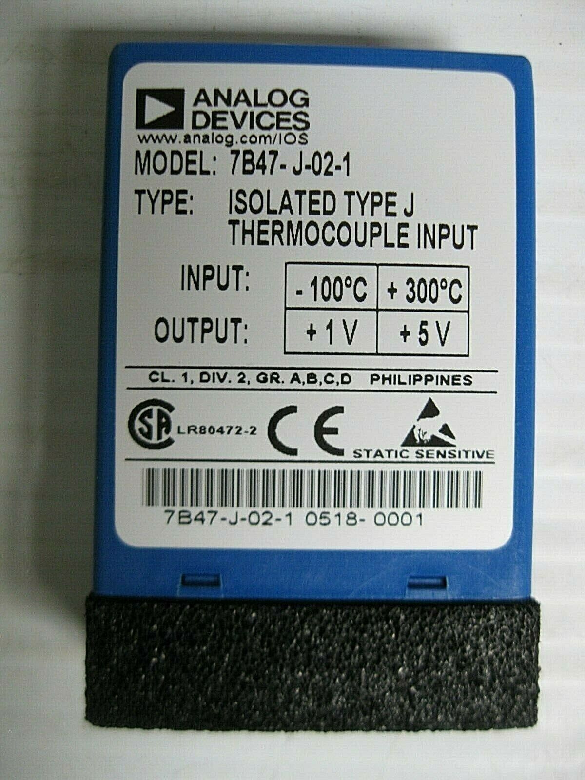 Analog Devices  7B47-J-02-1  Isolated Type J Thermocouple Output  New / open bag