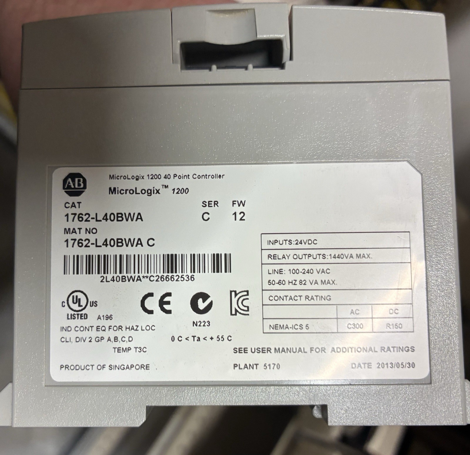 Allen-Bradley MicroLogix 1200 40-Point Controller 1762-L40BWA Allen-Bradley MicroLogix 1200 40-Point Controller 1762-L40BWA
