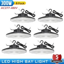 6 PACK 480V UFO LED High Bay Light 300W Dimmable Warehouse Shop Fixture 42,000lm picture