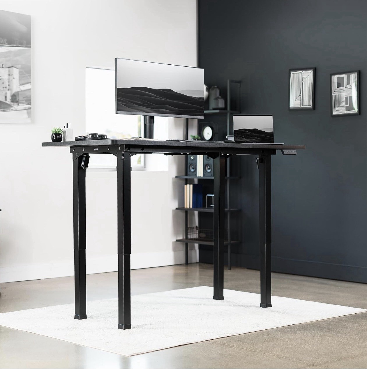 VIVO Black Electric Dual-Motor Height Adjustable 4-Leg Standing Desk Frame VIVO Black Electric Dual-Motor Height Adjustable 4-Leg Standing Desk Frame