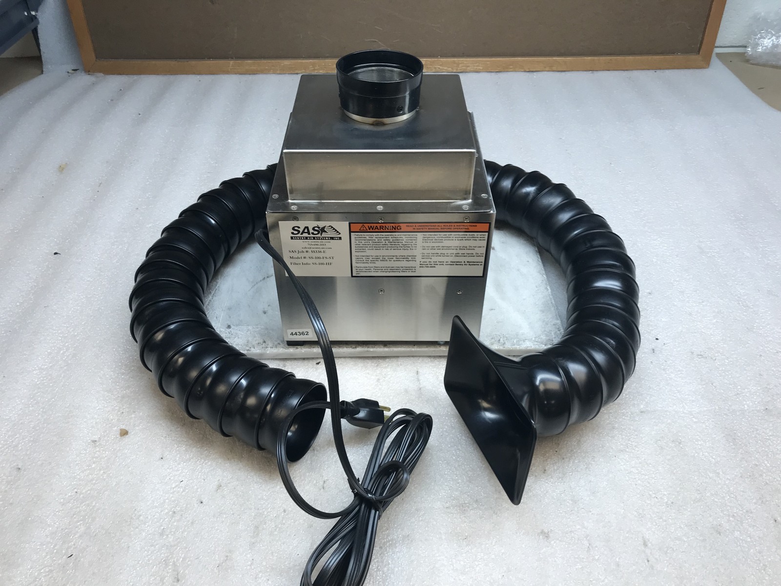 Sentry Air Systems SS-100-FS-ST Stainless Steel Fume Extractor w/ Hose & Filter Sentry Air Systems SS-100-FS-ST Stainless Steel Fume Extractor w/ Hose & Filter
