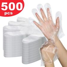 500Pcs PE Clear Disposable Gloves Plastic Gloves Poly Gloves Hair Coloring L US picture