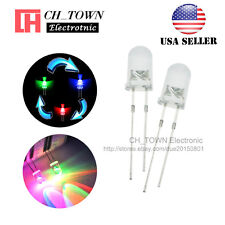 100pcs 5mm Rainbow Water Clear RGB 2pin Flash Slow Flashing LED Diodes USA picture