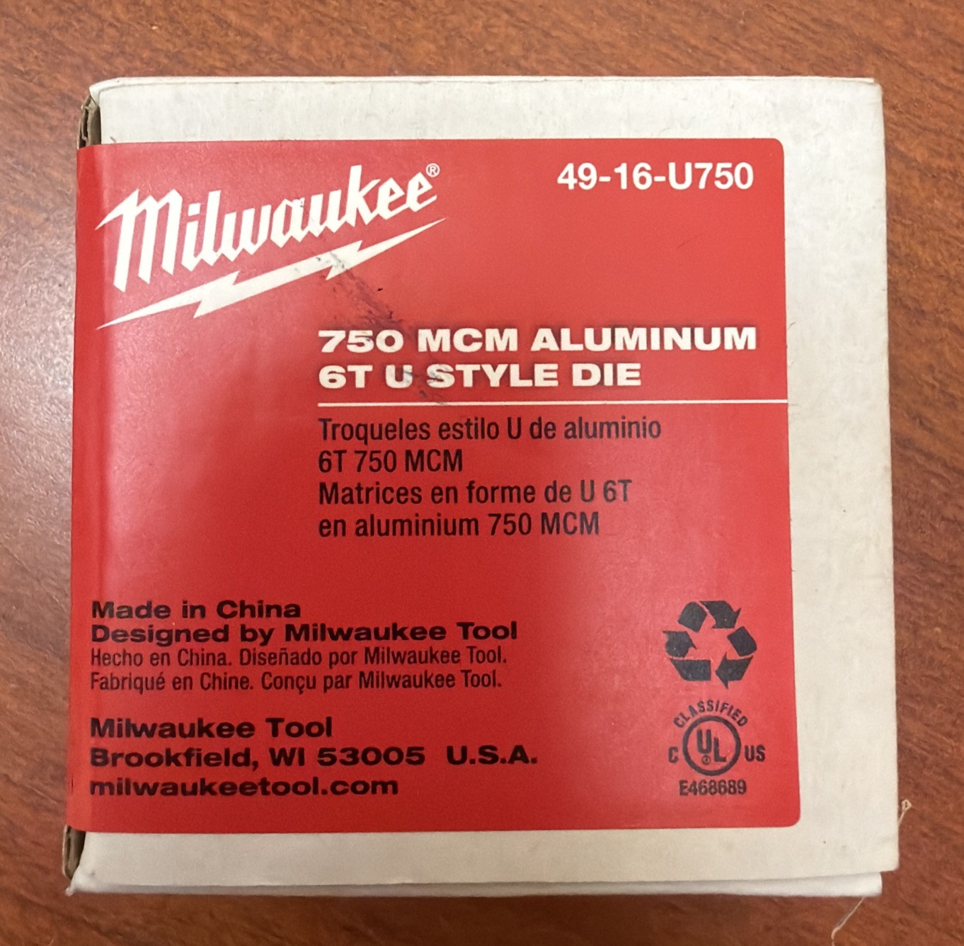 Milwaukee Tool 49-16-U750 750 Mcm Aluminum 6T U Style Die Milwaukee Tool 49-16-U750 750 Mcm Aluminum 6T U Style Die
