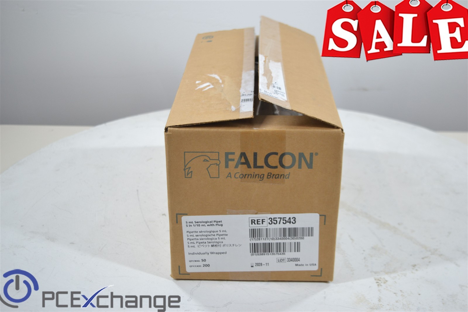 Falcon Corning 357543 5mL Serological Pipet 5in 1/10mL with Plug Falcon Corning 357543 5mL Serological Pipet 5in 1/10mL with Plug