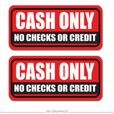 2x Cash Only stickers decal business register checks window ATM credit no checks picture