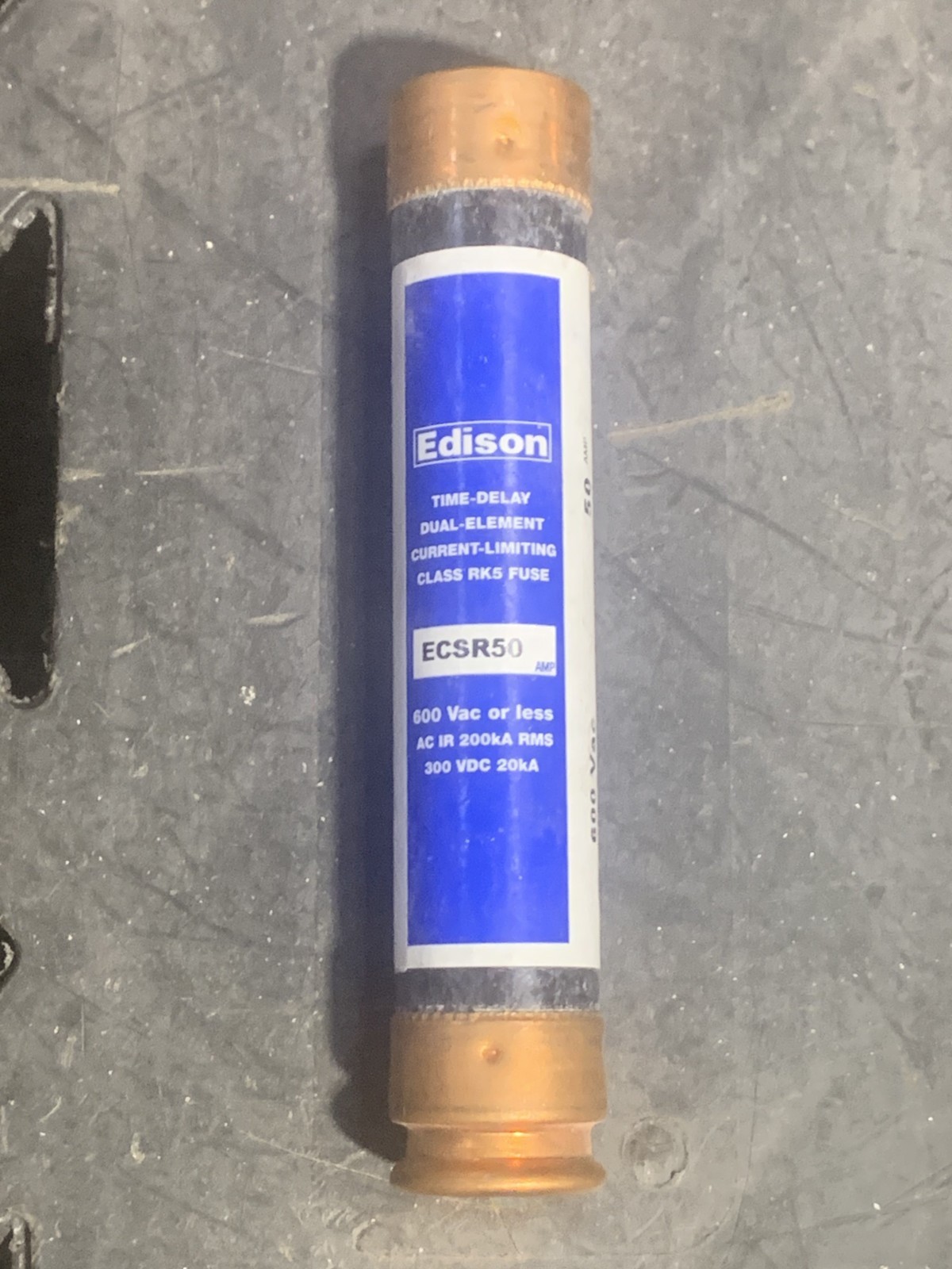Edison ECSR50 Time Delay Dual Element Fuse, 50A, 600VAC, IR 200kA, Class RK5 Edison ECSR50 Time Delay Dual Element Fuse, 50A, 600VAC, IR 200kA, Class RK5