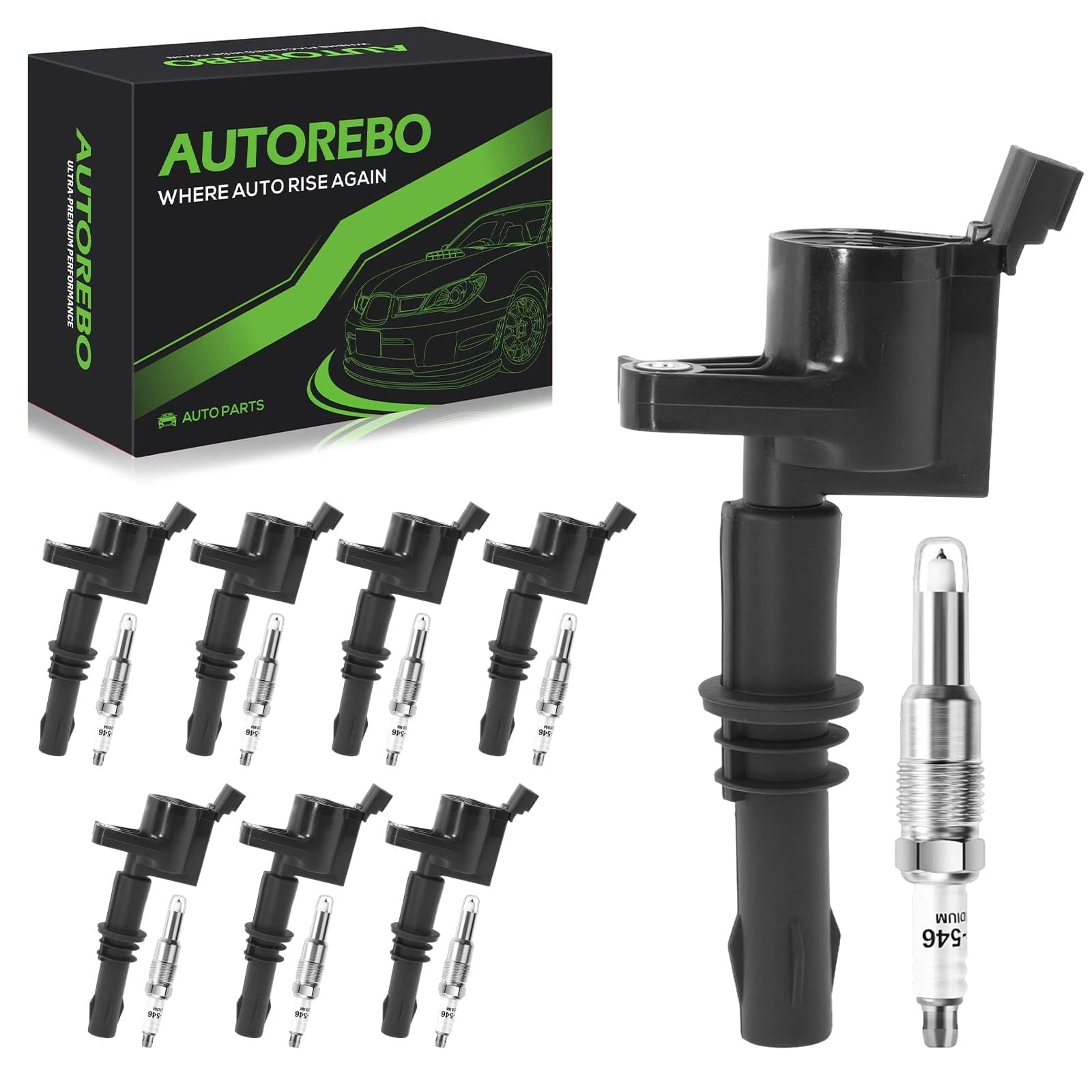 8Pk FD508 Coil Pack  & Iridium Spark Plugs for Ford & Lincoln 3 Valve 5.4L V8s