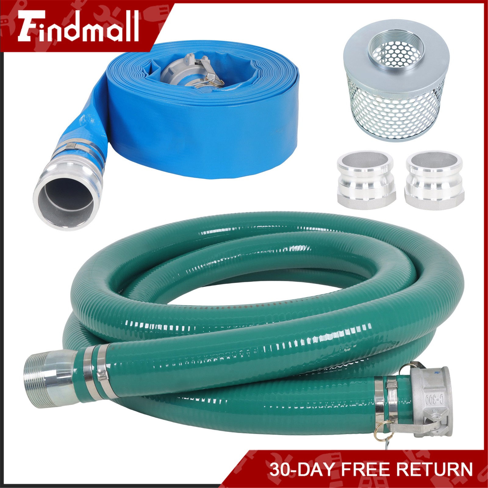Findmall 3 inch Suction Hose Pump Kit Includes 65ft Blue Hose & 20ft Green Hose Findmall 3 inch Suction Hose Pump Kit Includes 65ft Blue Hose & 20ft Green Hose