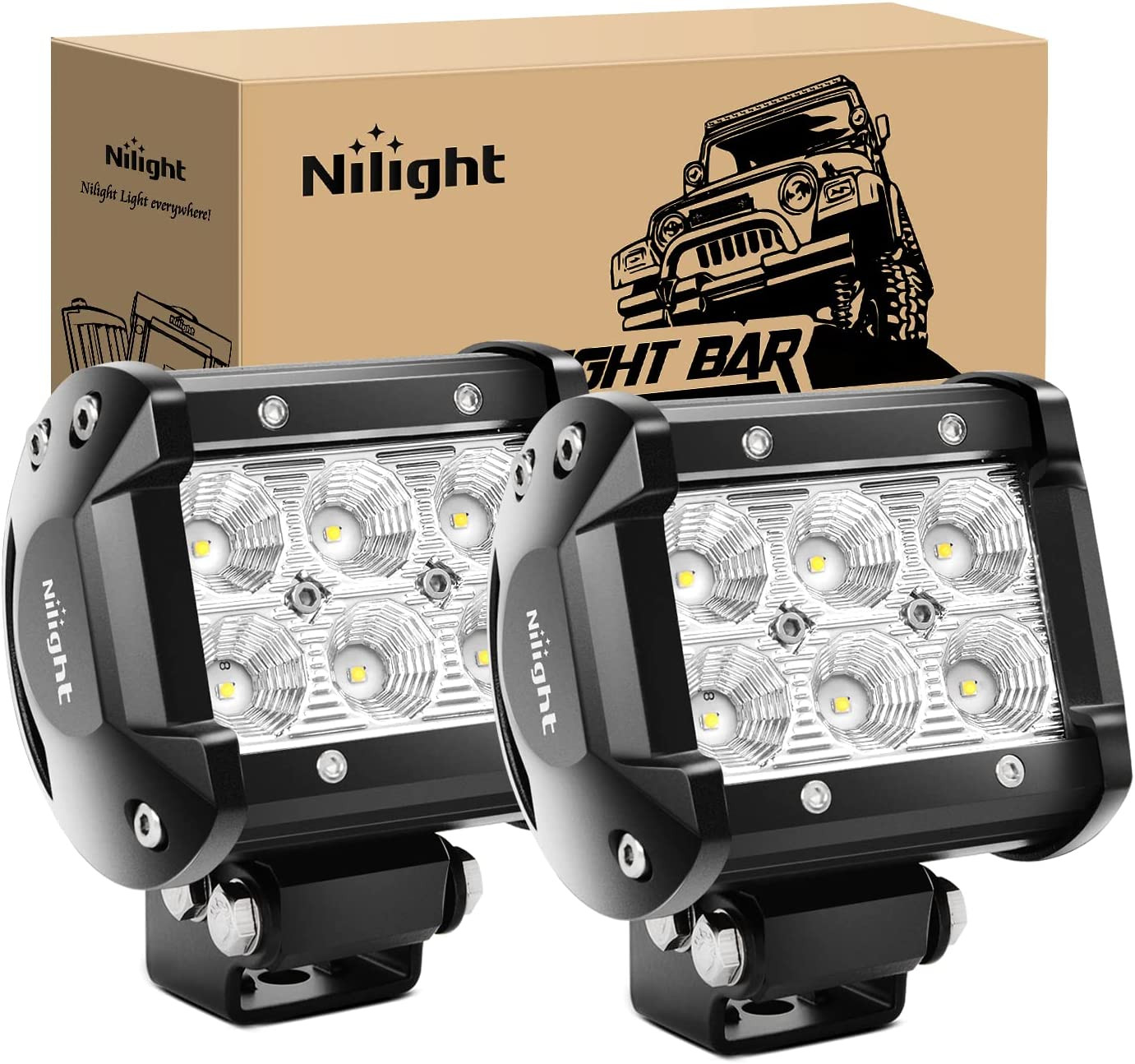 Nilight Led Pods 2Pcs 18W 1260LM Flood Off Road Lights for SUV ATV UTV 4x4 Boat Nilight Led Pods 2Pcs 18W 1260LM Flood Off Road Lights for SUV ATV UTV 4x4 Boat
