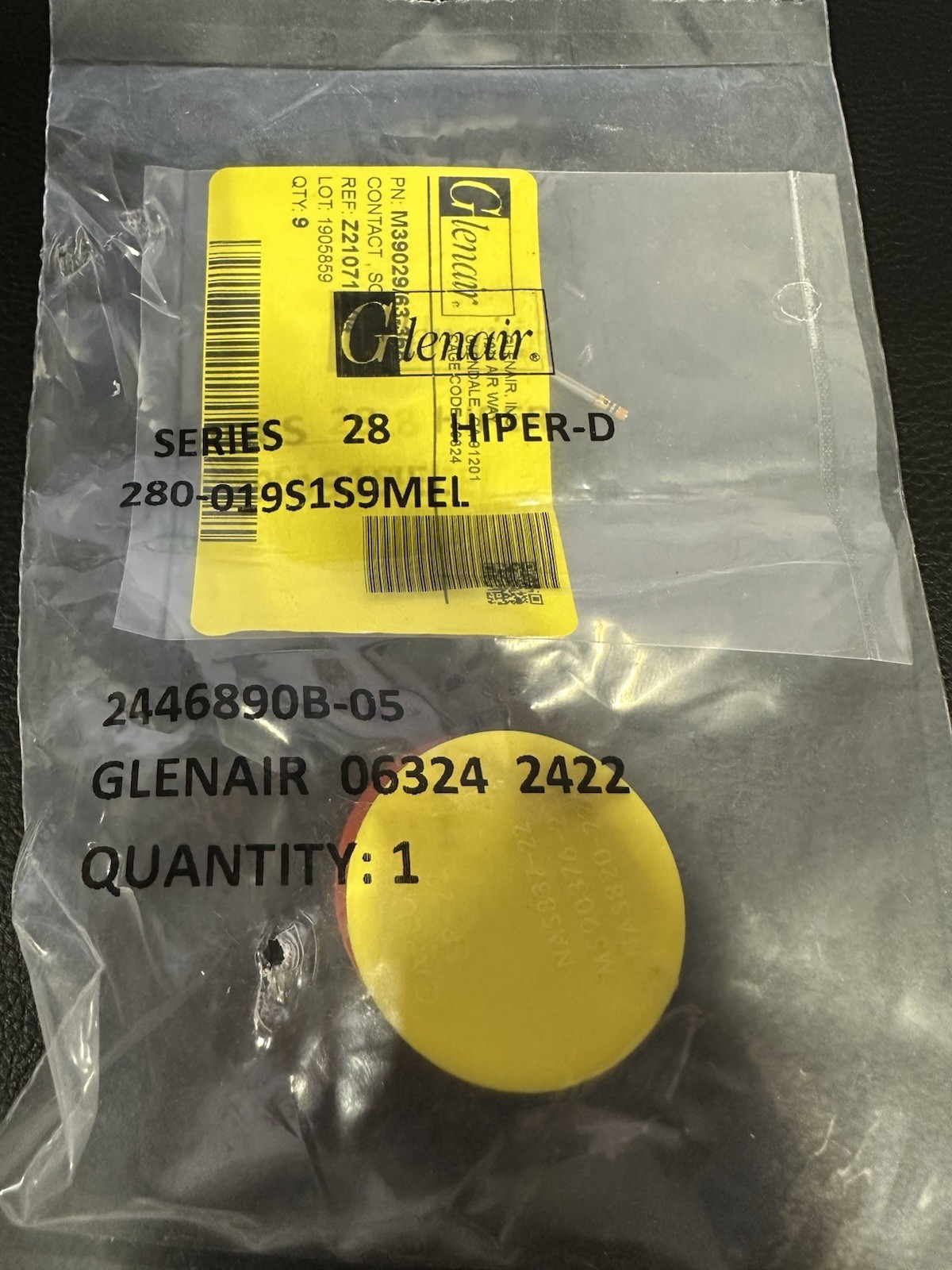Glenair 280-019S1S9MEL HiPer-D 9 Pin Female D-Sub Connector MIL-Spec New