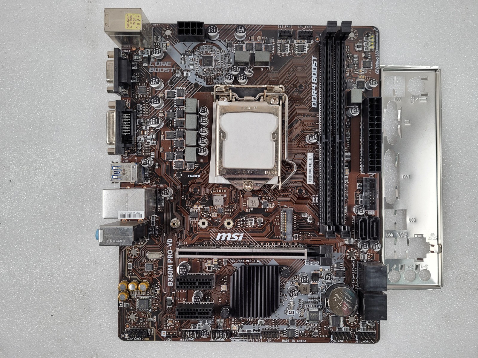 MSI B360M PRO-VD Motherboard LGA 1151 DDR4 mATX; Tested