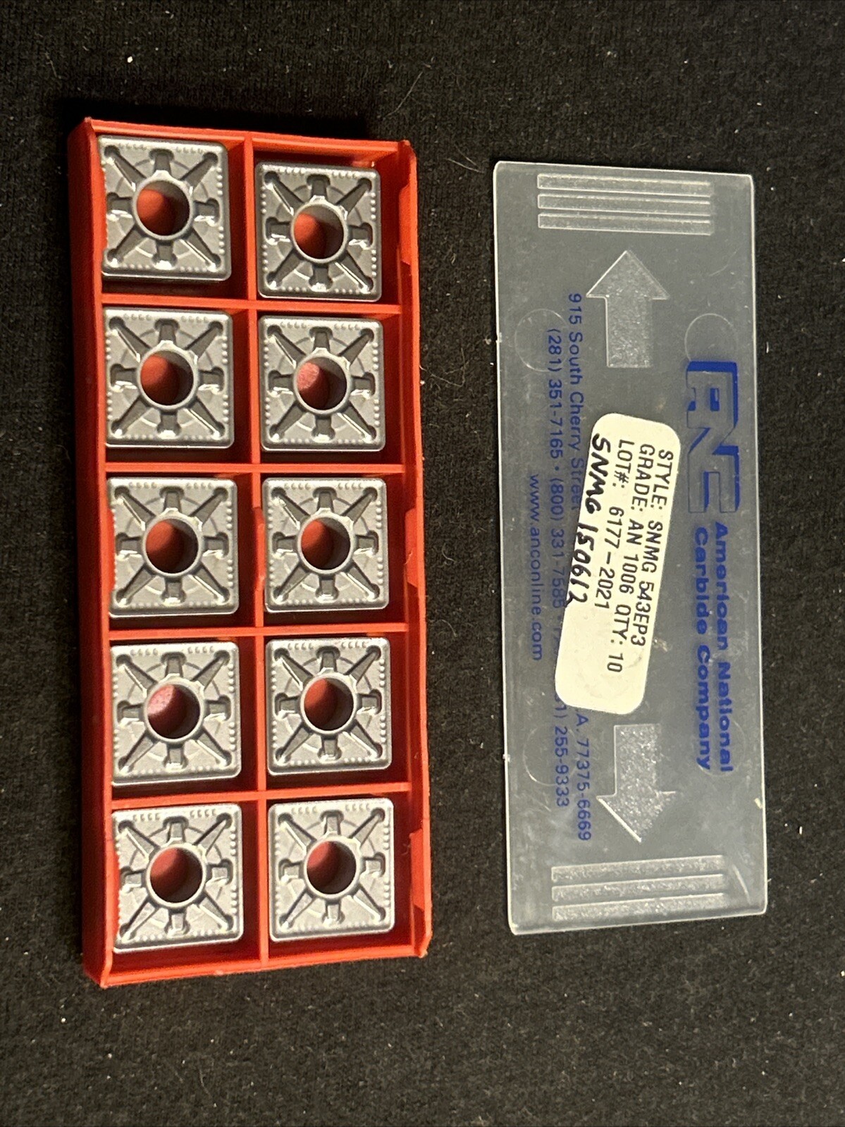 Qty. 10, ANC, SNMG543 EP3, AN 1006. Carbide Turning Inserts. SNMG150612, USA Qty. 10, ANC, SNMG543 EP3, AN 1006. Carbide Turning Inserts. SNMG150612, USA