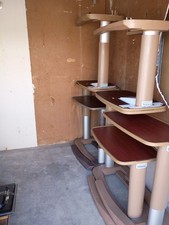 10 Lot Stryker Overbed Table With Adjustable Height Brown No Drawer- Read picture