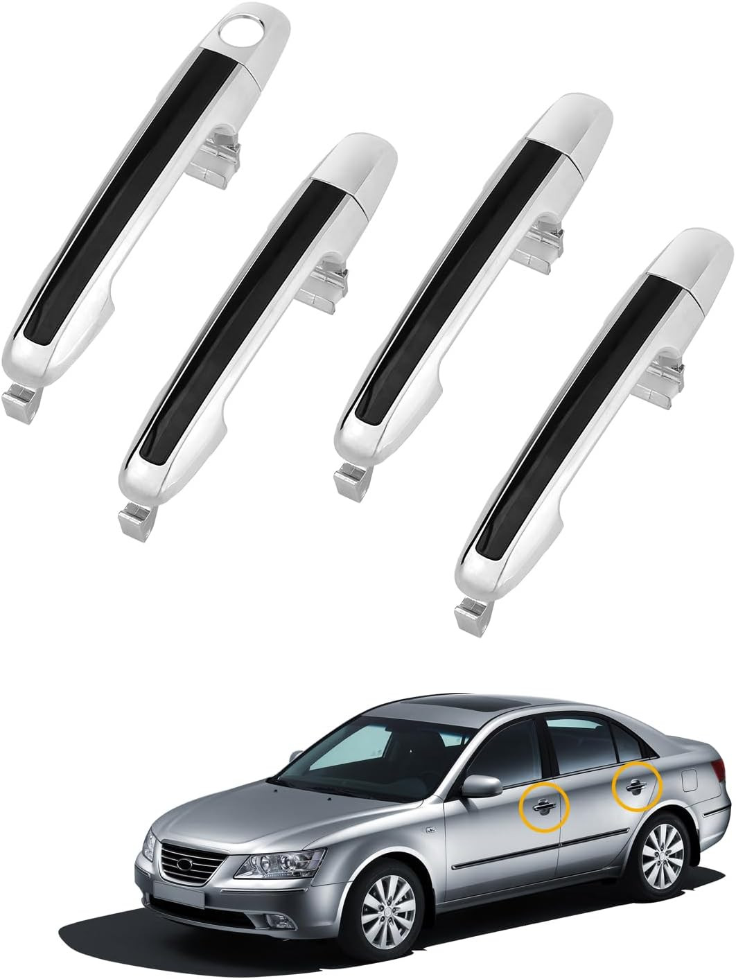 Exterior Door Handle Set 4PC Hyundai Sonata 2005-2010 Front Rear Left Right Exterior Door Handle Set 4PC Hyundai Sonata 2005-2010 Front Rear Left Right