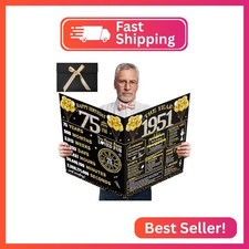 Kuxriox Large Happy 75th Birthday Card, 75th Birthday Giant Guest Book picture