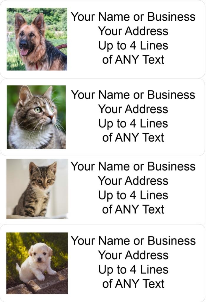 60 Personalized Address Labels with Your Pet Photo Custom Stickers Tag 