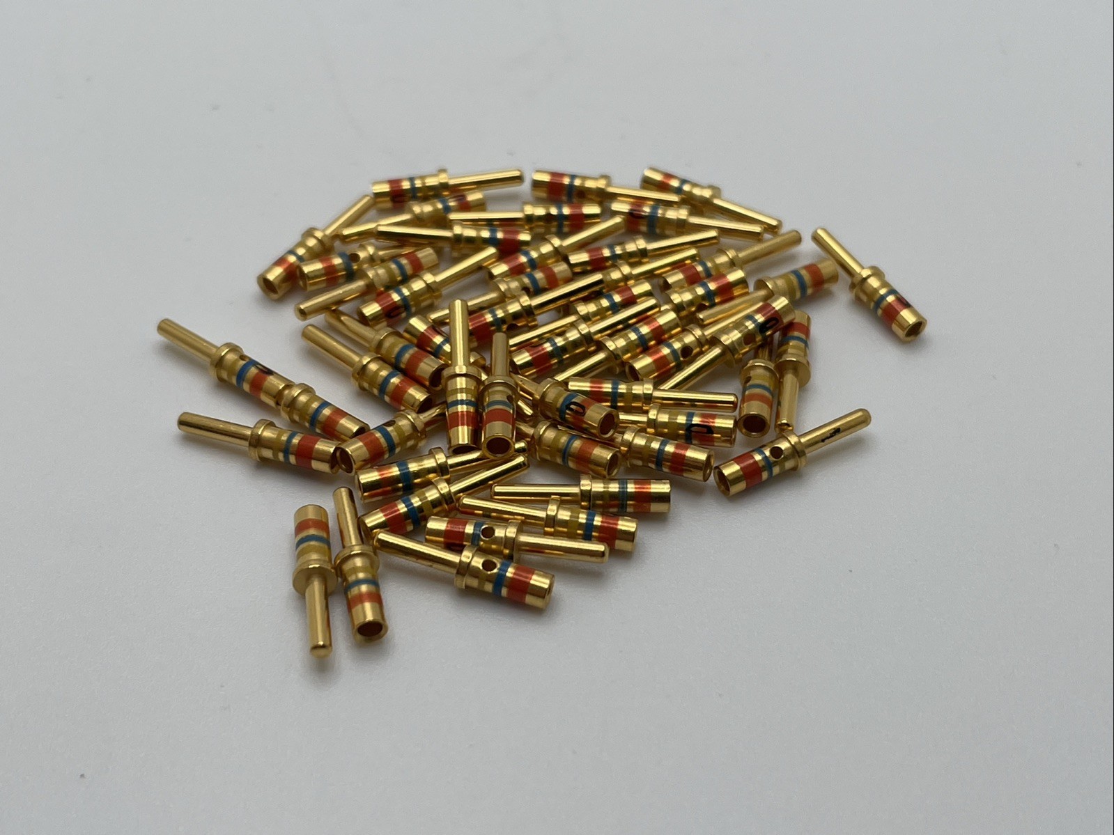 *NEW* 50PC LOT - M39039/58-364 Mil-Spec 3 Stripe Connector Pins Male Crimp Gold