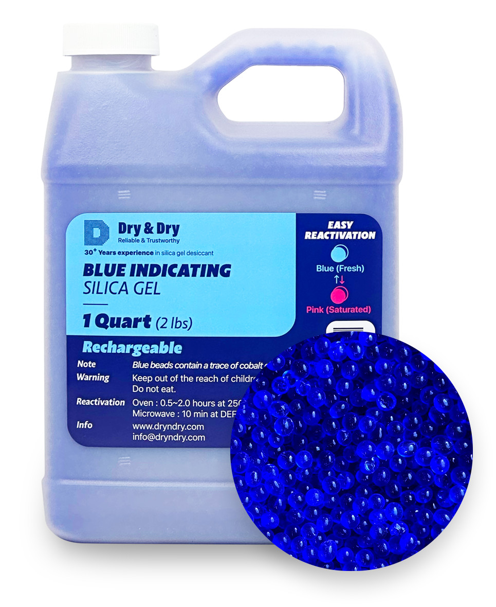 1 Quart Premium Blue Indicating Silica Gel Desiccant Beads(2 LBS) - Rechargeable 1 Quart Premium Blue Indicating Silica Gel Desiccant Beads(2 LBS) - Rechargeable