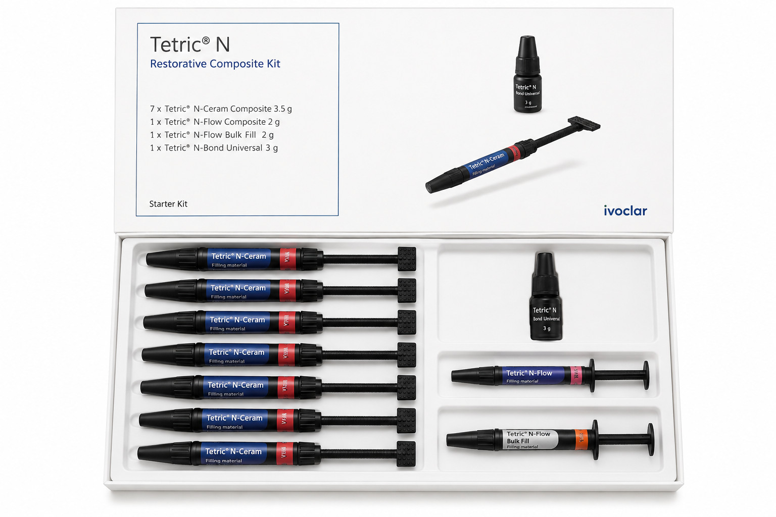 Dental IVOCLAR TETRIC N CERAM LC Universal 7 Composites , 2 Flow & Bond Kit