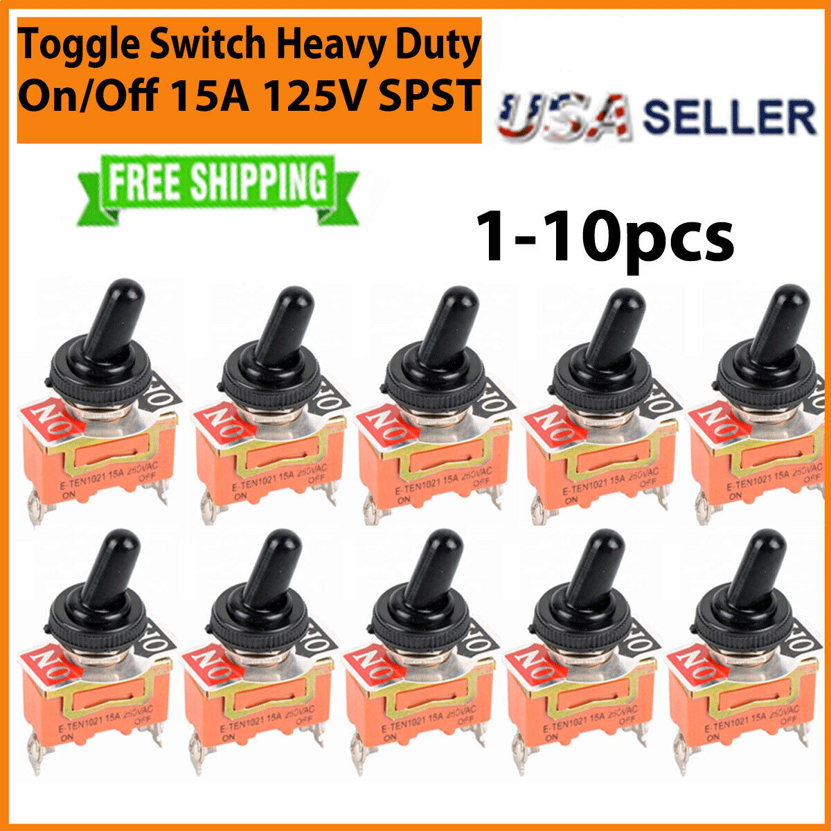 Toggle SWITCH ON/OFF Heavy Duty 15A 125V SPST 2 Terminal Car ATV Waterproof 1-10