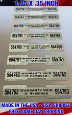 QTY 1000-TAMPER EVIDENT HOLOGRAM DOGBONE SECURITY LABELS-WARRANTY VOID W/SERIAL picture