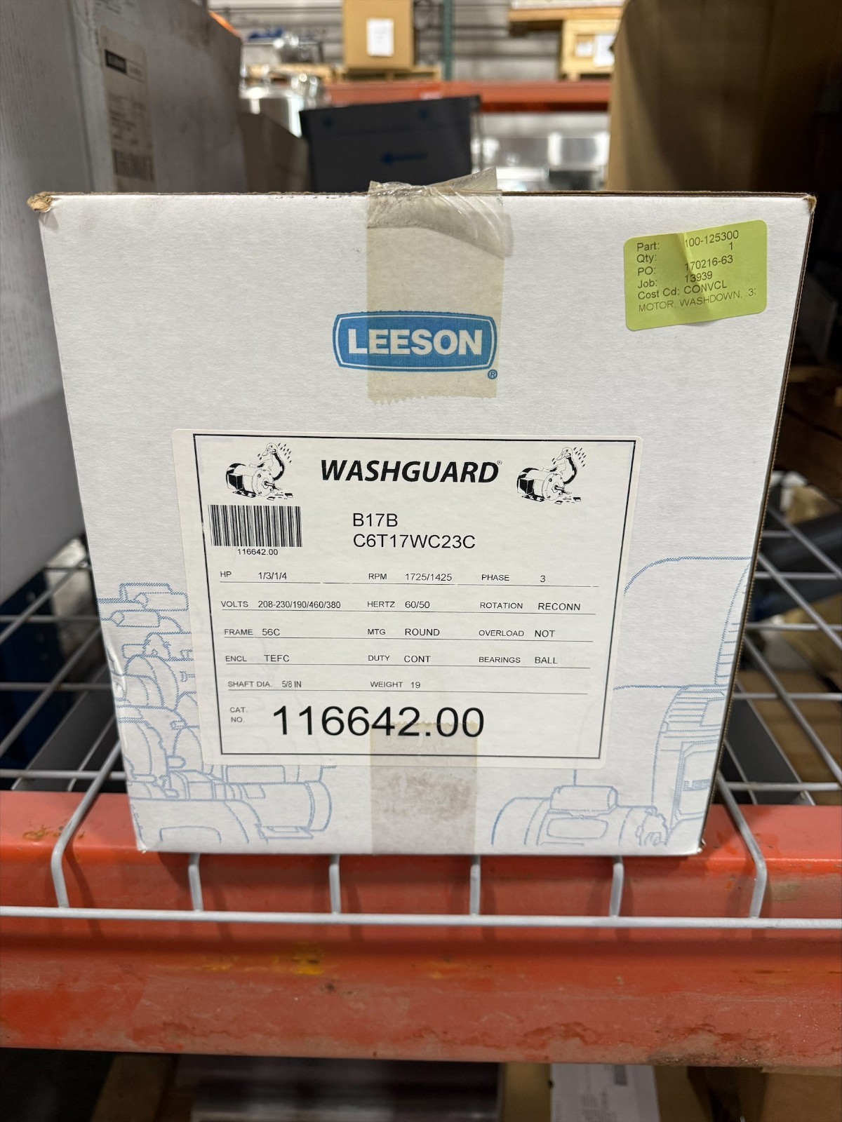 LEESON 116642.00 Washguard Motor 1/3HP 1725RPM 56C 3PH 208-230/460V *NEW* LEESON 116642.00 Washguard Motor 1/3HP 1725RPM 56C 3PH 208-230/460V *NEW*