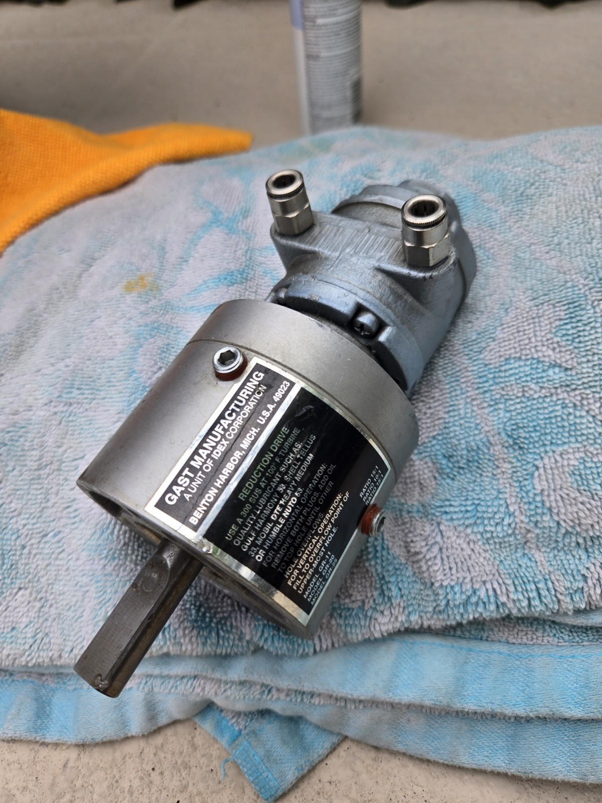 Gast 1UP-NRV-4-GR11 Air Actuated Motor NICE SALE $155 Gast 1UP-NRV-4-GR11 Air Actuated Motor NICE SALE $155