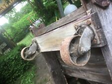 Vtg Pair of Swivel Industrial CASTER CAST IRON STEAMPUNK TRAIN CART WHEELS 4.5in picture